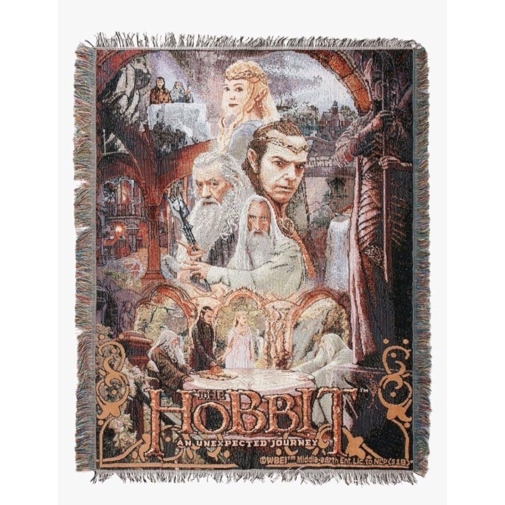 NEW The Hobbit: An Unexpected Journey Group Woven Fringe Tapestryβ Throw Blanket